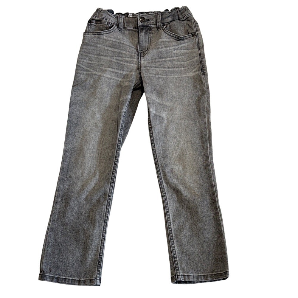 Cat & Jack Boys Slim Super Stretch Gray Denim Jeans Adjustable Waist Size 8